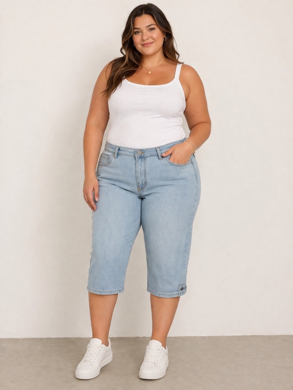 Gloria Vanderbilt Plus Size Light Blue Cropped Jeans